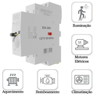 Imagem de Chave Contator Modular Bipolar 25a 2na 2 Polos Magnetico 110v 127v 50/
