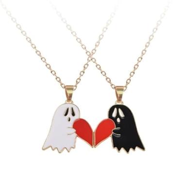 Imagem de XAM Colar para casais fantasma de Halloween - Colar com pingente esmaltado amigos assustadores BFF presentes para amigos e amantes, Zinco, Sem Pedra Preciosa
