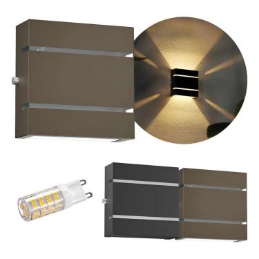 Imagem de 10X Arandela Slim 2 Frisos Focos Marrom / Branco Quente