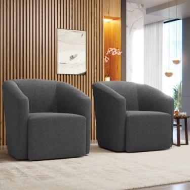 Imagem de Poltrona Sala de Estar Base Giratória Kit 2 Stella Max Bouclê Graf D03