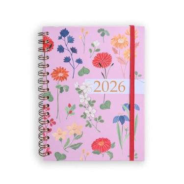 Imagem de AGENDA PLANNER 2026 ANA LUIZA SEMANAL MÉDIA ESPIRAL DUPLO GARDEN ROSA TECA PAPELARIA