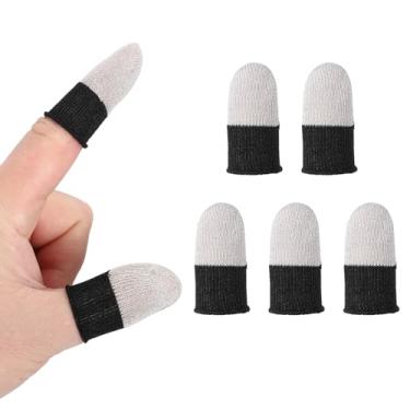 Imagem de PATIKIL Manga de dedo para controle de polegar, pacote com 5 luvas de dedo para jogos móveis, luvas de ponta de fibra prateada, anti-suor, respirável para dispositivos com tela sensível ao toque, jogo