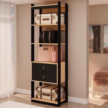 Imagem de Guarda Roupa Genialflex Closet Modulado Aberto 2 Gavetas Freijó Preto Fosco