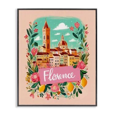 Imagem de Stupell Industries Arte giclée emoldurada cinza Florence com bordas florais, design por Yen, 20 x 16