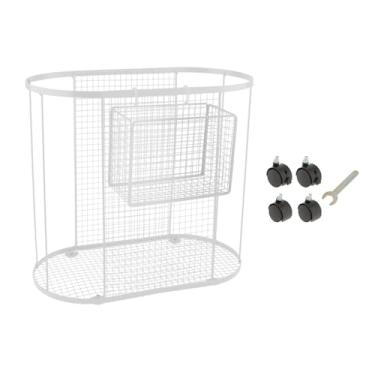 Imagem de FytStycale Cesta de Armazenamento para Tapete de Ioga, Suporte para Equipamentos de Ginástica para Academia Doméstica com Rodas, Organizador de Academia de Metal, Branco