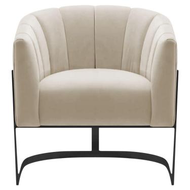 Imagem de Poltrona Decorativa Sala De Estar Recepção Mavie Base De Ferro Preto Suede Cor Azul Tiffany