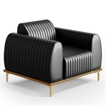 Imagem de Poltrona Pés Metalizado D'Ouro Molino D02 Corano Preto B-159