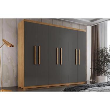 Imagem de Guarda Roupa Solteiro 6 Portas E 2 Gavetas C- Pés Espanha Naturale-grafite Rufato