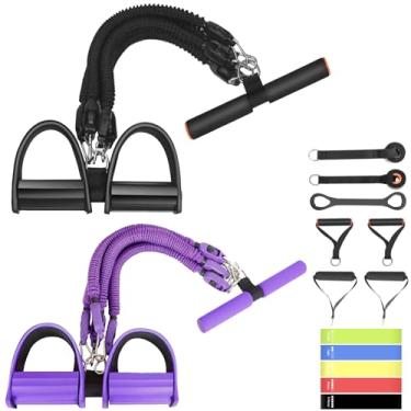 Imagem de Awaiymi Pacote com 2 faixas de resistência para pedais, faixas de exercício com alças, corda elástica para sentar, faixas de treino para fisioterapia, fitness em casa, equipamento de treinamento de