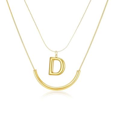 Imagem de MIUSISHIYU Colar feminino banhado a ouro 14 quilates — Pingente de letra A a Z, colar com nome delicado que não irrita a camada, resistente a manchas e acabamento resistente à água, joia de presente