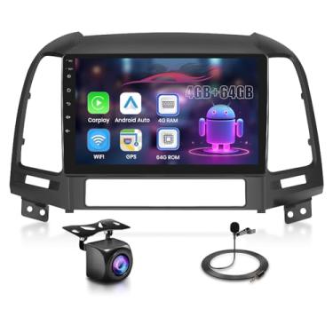 Imagem de Upriding 【8 núcleos 4 + 64 G】 Rádio automotivo Android para Hyundai Santa Fe 2006-2012 2012 tela sensível ao toque estéreo para carro com carplay sem fio, Android Auto, GPS/5G WiFi/DSP/Bluetooth/SWC
