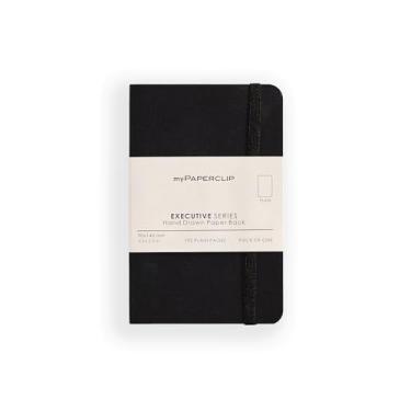 Imagem de myPAPERCLIP Caderno liso pequeno da série executiva | 192 páginas, 68 g/m2, capa macia, tamanho pequeno (8,9 x 14 cm) | Base plana | Marcador de página e fecho elástico | Preto