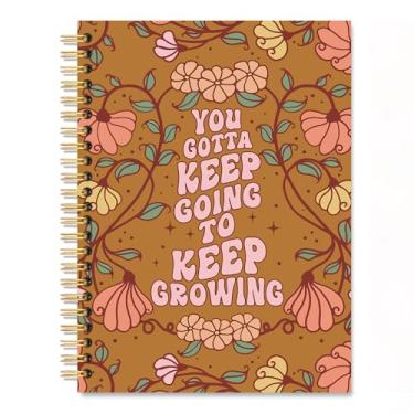 Imagem de Vgrti Caderno espiral You Gotta Keep Going to Keep Growing, Boho Floral Inspirational Notebook, Positive Office Supplies Gifts for Women Sister Aunt Bestie, Presentes de aniversário para mulheres