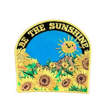 Imagem de Be The Sunshine Patch – Emblema bordado inspirador sol e girassóis, aplique de 10 cm para passar a ferro/costurar para jaquetas, bolsas e roupas DIY