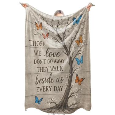 Imagem de zbezbe Manta de flanela de árvore e borboleta com citação inspiradora, cobertores leves e felpudos, para festa, cadeira, cama, sofá, acampamento, viagem, decoração de casa, presentes para adultos