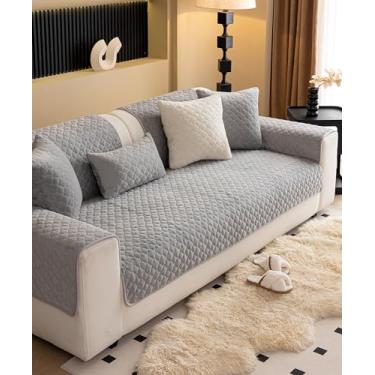 Imagem de ZeugLung Capas de sofá seccionais protetoras para cães de estimação, capas de almofada de sofá, lã (cinza claro, 70 x 180 cm)