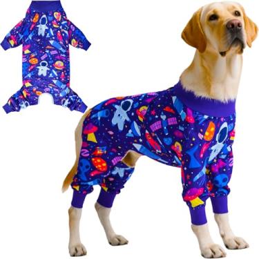 Imagem de Traje cirúrgico Dog Recovery masculino feminino após esterilização, pijama para cães de raça grande, macacão de cão, homem do espaço, G