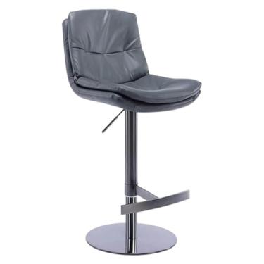 Imagem de Banqueta para pés, banquetas giratórias, couro PU, titânio preto, aço inoxidável escovado, cadeira de bar com base sólida pesada, bancos de bar de cozinha para casa