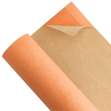 Imagem de BENECREAT Rolo de reforço de couro de 150 x 40 cm, reforçador de bolsa laranja escuro, rolo autoadesivo de couro PVC para forro de bolsa de couro, artesanato DIY, 0,8 mm de espessura