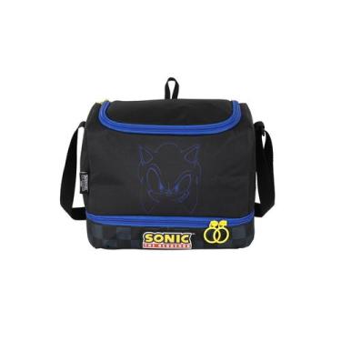 Imagem de Lancheira Sonic Dupla Juvenil Escolar Jogo Meninos - Preto