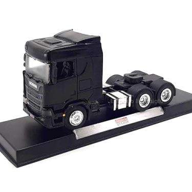 Imagem de Scania Caminhão Modelo em Escala, Preto, Die-cast, Miniatura Colecionável com Base