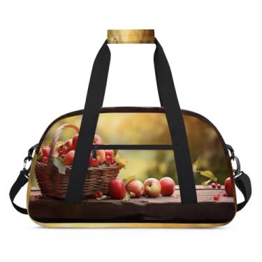 Imagem de Bolsa esportiva de frutas, frutas, maçã, tamanho grande, impermeável, durável, dobrável, bolsa de festa do pijama, bolsa de treino para dança, balé, academia, ginástica, bolsa de viagem, presente
