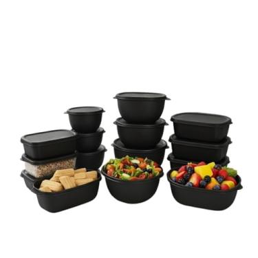 Imagem de Kit Potes Herméticos de Plástico com Tampa – Empilháveis e Resistentes para Alimentos(PRETO)