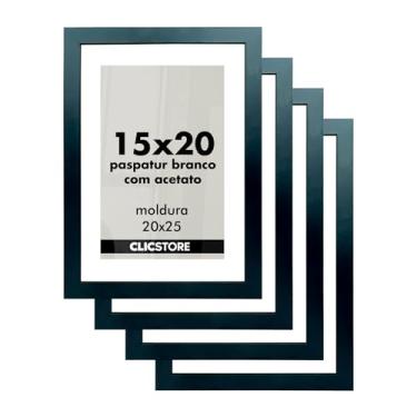 Imagem de Kit 4 Moldura Acetato Paspatur Branco Quadro 15x20 Parede Porta Retrato Foto Fotografia Madeira Cabeceira Quarto Sala Co