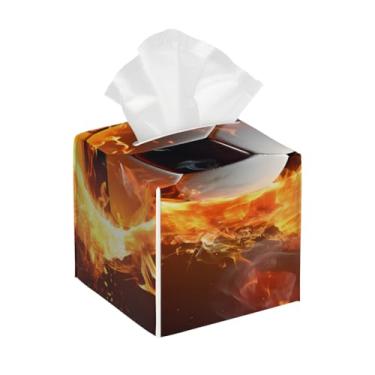 Imagem de Capa quadrada de couro para caixa de lenços de papel à prova d'água, organizador de papel facial abstrato com cinto inferior, estojo de lenços para mesa, banheiro, escritório, mesa, carro, decorativo