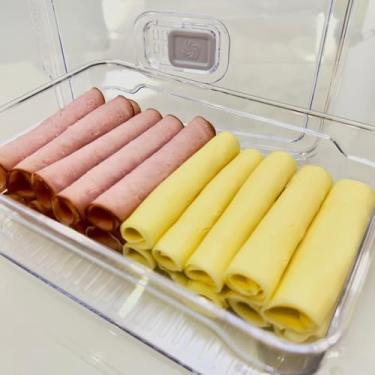 Imagem de Recipiente para frios, presunto e queijo, feito de acrílico resistente de dupla camada. Organizador de geladeira(01)