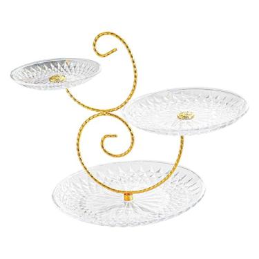 Imagem de Baoblaze Suporte de 3 andares para cupcakes, prato expositor de sobremesas, bandeja de servir doces para casamentos, Placa Transparente
