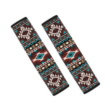 Imagem de Qpednta Ethnic Tribes Capa para cinto de segurança para carro, 2 unidades, macia, alça de cinto de segurança para carro, almofada de ombro, fácil de instalar, acessórios de interiores de carro