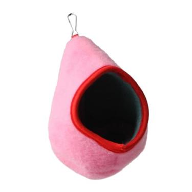 Imagem de WeiLaiKeQi Cama suspensa para hamster, esconderijo confortável para gaiola de inverno, em forma de caverna para porquinho-da-índia, cama para, Rosa