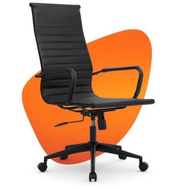 Imagem de Cadeira De Escritório Presidente Ergonômica Moob Berlim Esteirinha Charles Eames Giratória Preta