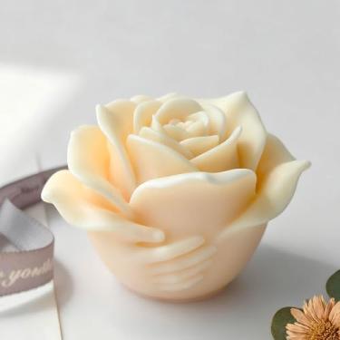 Imagem de Vela cilíndrica de coração de mão e molde de resina - moldes de silicone de fundição de resina para decoração de casa e molde espiral ondulado para fabricação de velas