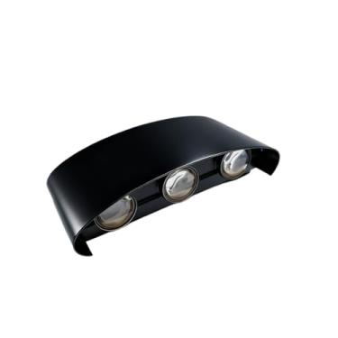 Imagem de Arandela Luminaria Meia Lua Interna À prova d'água para uso interno e externo Branco Quente luminária de parede(Preto,1 pcs)