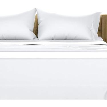 Imagem de Linens Limited Jogo de lençol casal de 4 peças 100% algodão egípcio 1000 fios, extra macio, lençóis de cama de luxo de hotel 38 cm bolsos profundos - branco liso
