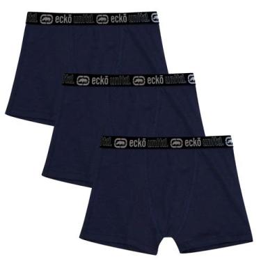 Imagem de Kit 3 Cuecas Masculinas Boxer Cotton Basic Ecko Unltd Azul, P