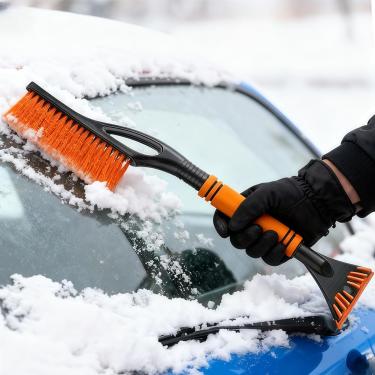 Imagem de Escova de neve e raspadores de gelo para para-brisas de carro, ferramenta de remoção de neve 2 em 1 para todos os carros e caminhões/laranja