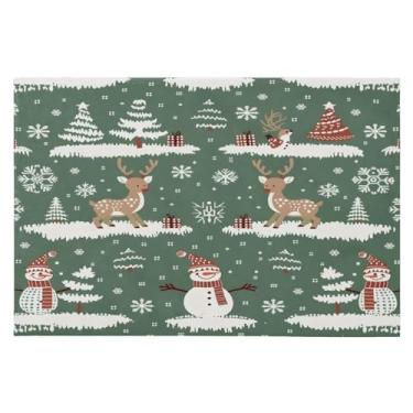 Imagem de CEBUGI Tapete de área 60 x 90 cm, macio, lavável, antiderrapante, com suporte de borracha, boneco de neve e alce, para sala de estar, quarto, decoração de casa