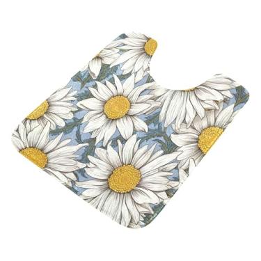 Imagem de Burbuja Tapete de banheiro margarida, tapete de banho absorvente de pelúcia macio, base antiderrapante para piso de banheiro, oval em forma de U