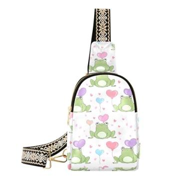 Imagem de CEBUGI Sapos de desenho animado pequena bolsa tiracolo de couro pochete bolsa de peito para caminhadas, viagens ao ar livre