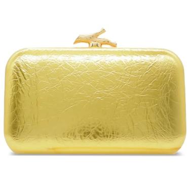 Imagem de Crbeqabe Bolsa clutch elegante para mulheres, formal, dourada, bolsa de mão de couro PU, tiracolo para festa de casamento, Dourado, One Size