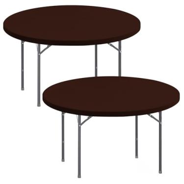 Imagem de Sunnyline Pacote com 2 toalhas de mesa redondas de 152 cm para mesas de piquenique com elástico, toalha de mesa de pátio, impermeável, elástica, lavável, dobrável, elastano para jantar, casamento