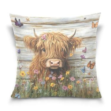 Imagem de Burbuja Capas de almofada 40,6 x 40,6 cm, capa de almofada de veludo macio de madeira de vaca com flores silvestres decorativas para sofá, sala de estar, quarto