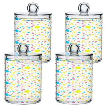 Imagem de STAYTOP 2 frascos de boticário com dispensador Qtip para banheiro com etiquetas – Recipiente de armazenamento Qtip de plástico transparente para bola de algodão, cotonete, grão de café - ponto de onda