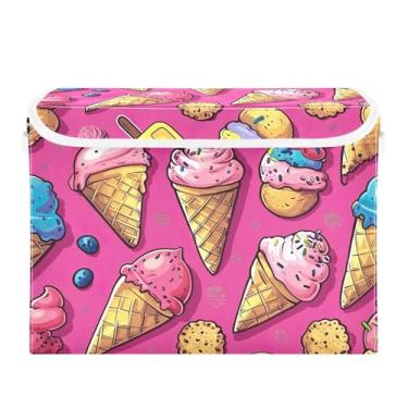 Imagem de xigua Cestos de armazenamento de pizza de desenho animado com tampas e alça de transporte, caixas de armazenamento dobráveis, recipientes organizadores, cestos, cubo com capa para casa, quarto