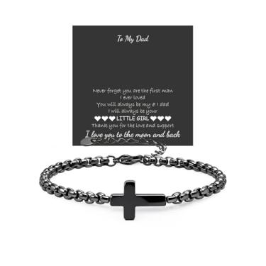 Imagem de 72ore Pulseira de cruz para homens, pulseira de fé, corrente para homens, joias de Jesus, corrente de Deus, presentes de Jesus preto, Large, Aço inoxidável, Sem Pedra Preciosa