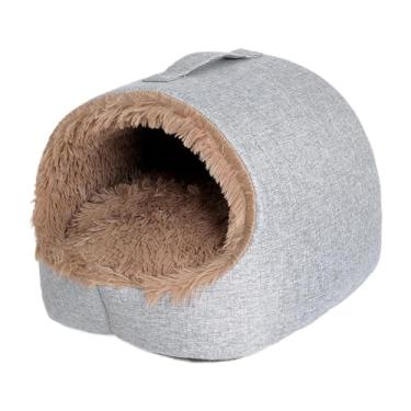 Imagem de Baoblaze Toca para Gatos e Cães de Pequeno Porte, Macia e de Pelúcia, Fácil de Limpar, com Forro Removível Alça Portátil para Gatinhos Filhotes, M Light Gray