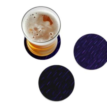 Imagem de Porta Copos Com Ilustração Personalizada Gotas De Chuva Com Luz Neon - Tamanho 10x10 cm